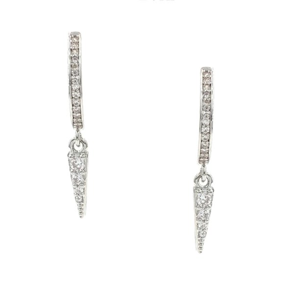 Spike, Dagger Huggie Hoop Dangle Charm Earrings in gold or silver, Minimalist - Picture 4 of 5